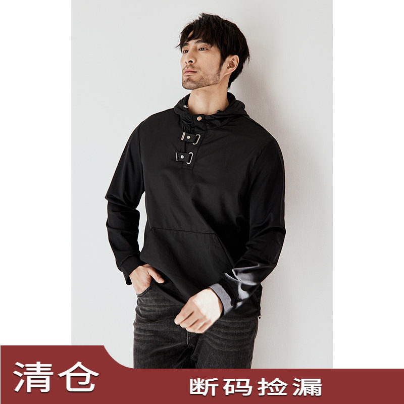 JSSD HOMME 秋季款男士连帽卫衣袋鼠兜套头修身休闲卫衣外套男