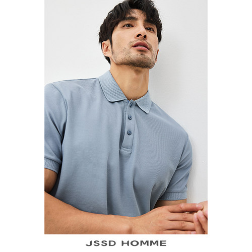 JSSD HOMME 男士翻领T恤短袖新款POLO衫男夏季匹马棉休闲短袖男款