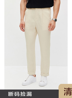 JSSD HOMME 天丝麻混纺莱赛尔麻棉夏季男士修身裤子休闲裤 JCP002