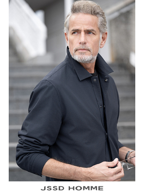 JSSD HOMME 新款春秋季商务休闲男外套男泡泡纱夹克男款翻领夹克