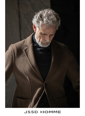 JSSD HOMME 冬季新款通勤商务休闲西装男羊毛外套双面呢西服男款