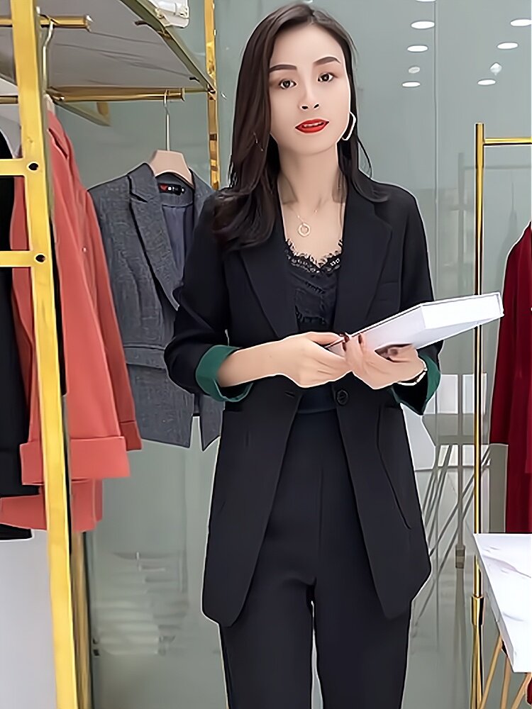 고급 스몰 드레스 패셔너블하고 날씬한 인터넷 연예인 2023 스트리트 파격 플러스 사이즈 여성 정장 재킷 한국식 자외선 차단 슈트