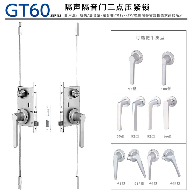 日本进口MIWA GT60隔音气密压紧静音天地长插销执手锁GT6192-1