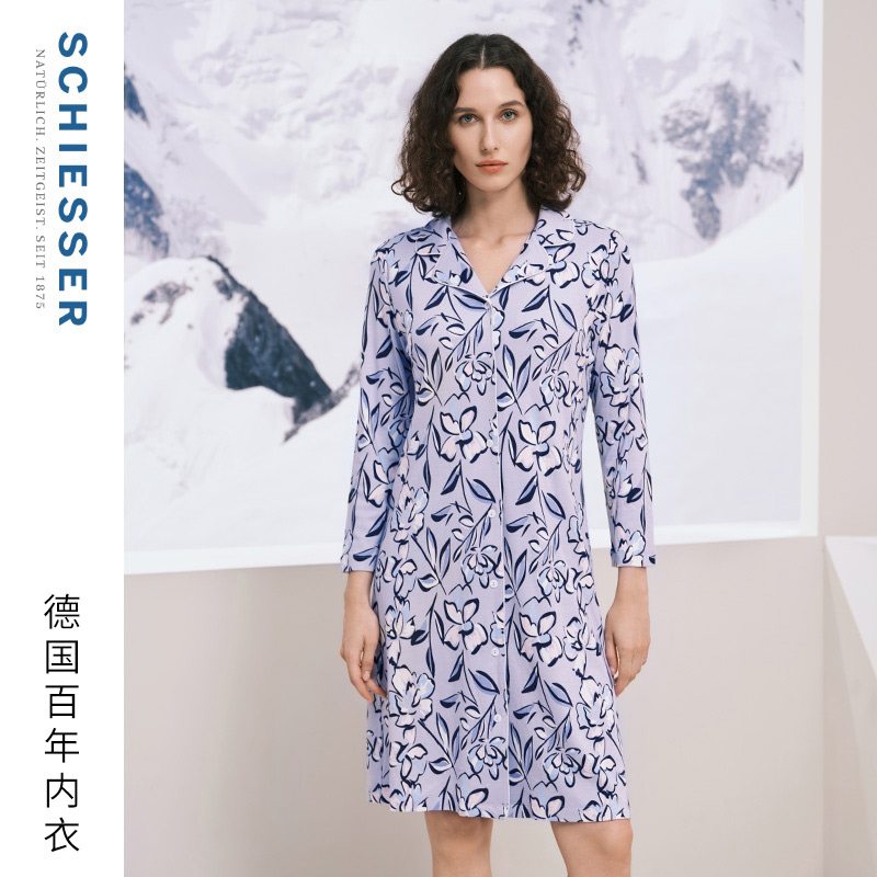 棉莫代尔秋季简约家居睡裙