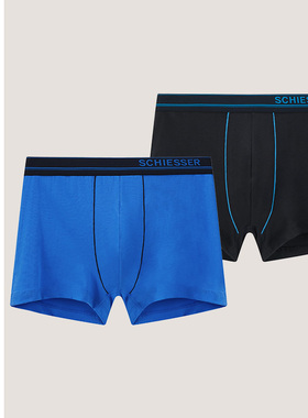 混色2条装SCHIESSER舒雅男士S2舒美棉大码平角内裤四角裤20751T