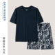 SCHIESSER舒雅26年早春新品 家居服套装 男士 V领纯棉印花宽松加大码