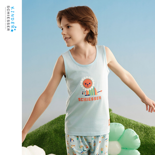 SCHIESSER舒雅中小童25年新品 男童棉莫代尔印花亲肤打底内衣背心