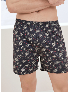 SCHIESSER舒雅男士纯棉亲肤透气印花阿罗裤家居短裤24167X