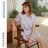 宽松短袖 SCHIESSER舒雅26早春新品 女士纯棉印花加大码 家居服睡裙