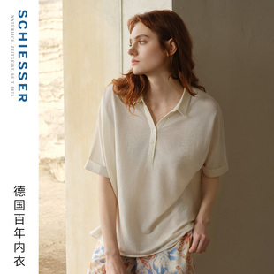 衬衫 翻领短袖 上衣 女士科技麻透气大码 SCHIESSER舒雅26年早春新品