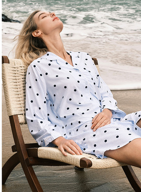 SCHIESSER舒雅女士冰丝凉肤梭织亲肤透气连衣裙家居睡裙22425