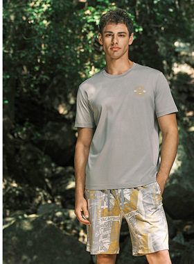 SCHIESSER舒雅男士纯棉亲肤透气印花睡衣家居服套装22563H