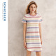 SCHIESSER舒雅女士纯棉横条纹圆领亲肤透气连衣裙家居服睡裙