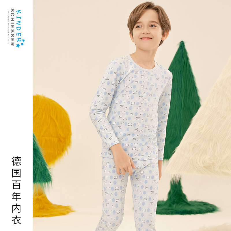 舒雅男童棉质保暖内衣套装