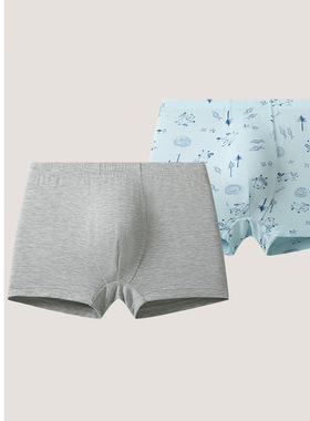 混色2条装SCHIESSER舒雅童装男童莫代尔印花中腰平角内裤18469T