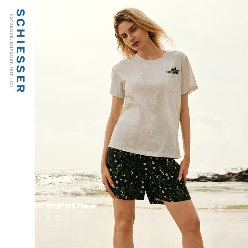 SCHIESSER舒雅25年新品女士纯棉粘纤印花回信宽松睡衣家居服套装,女士内衣/男士内衣/家居服,睡衣/家居服套装,淘宝优惠券,粉丝福利购,淘宝优惠卷