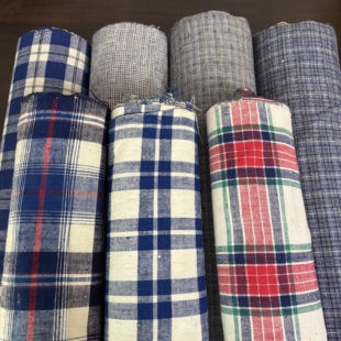 南方布彩色格子芦席手织布纯棉老土布衣服手工diy布料床单布