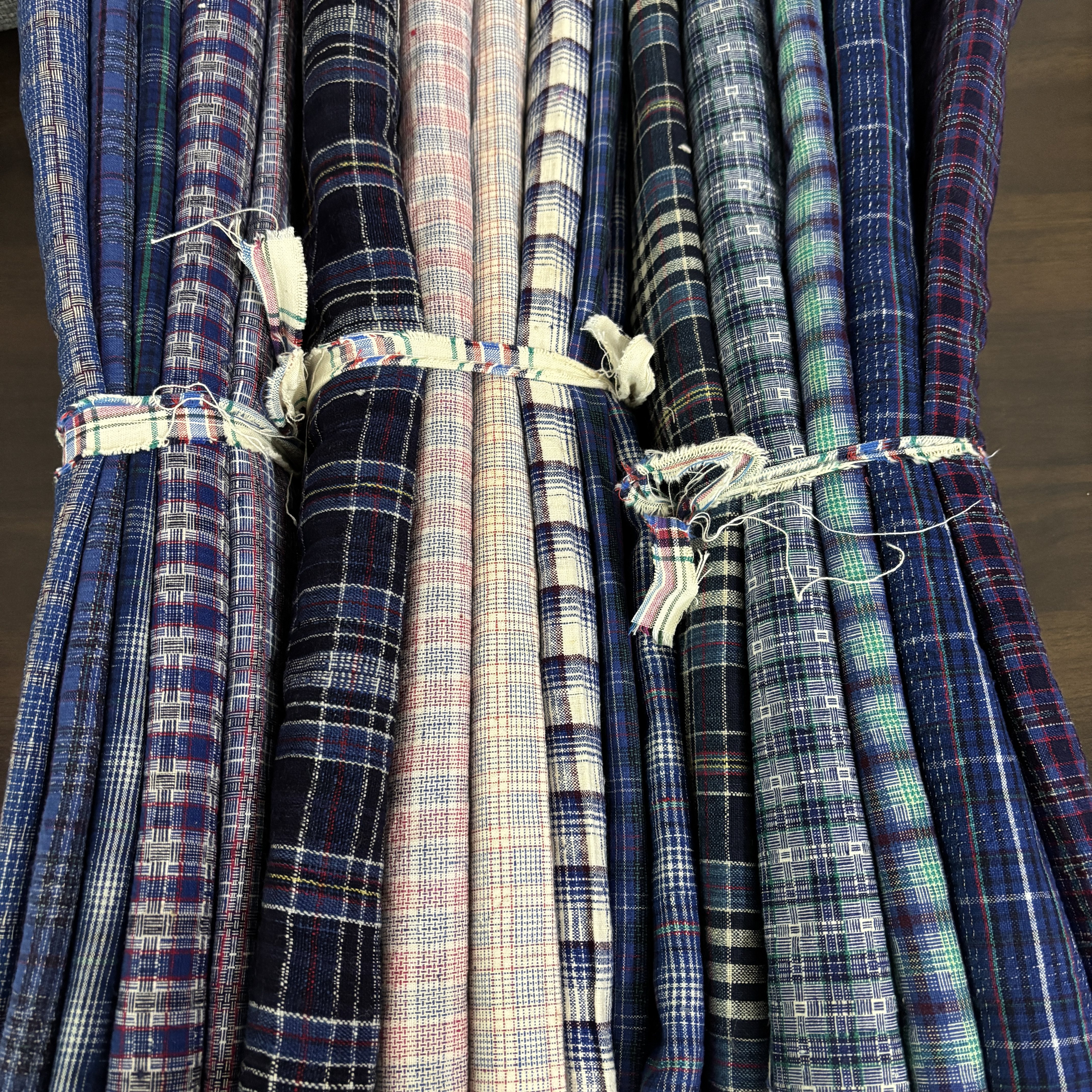 布组｜上海南方布彩色格子芦席手织布纯棉老土布衣服手工diy布料