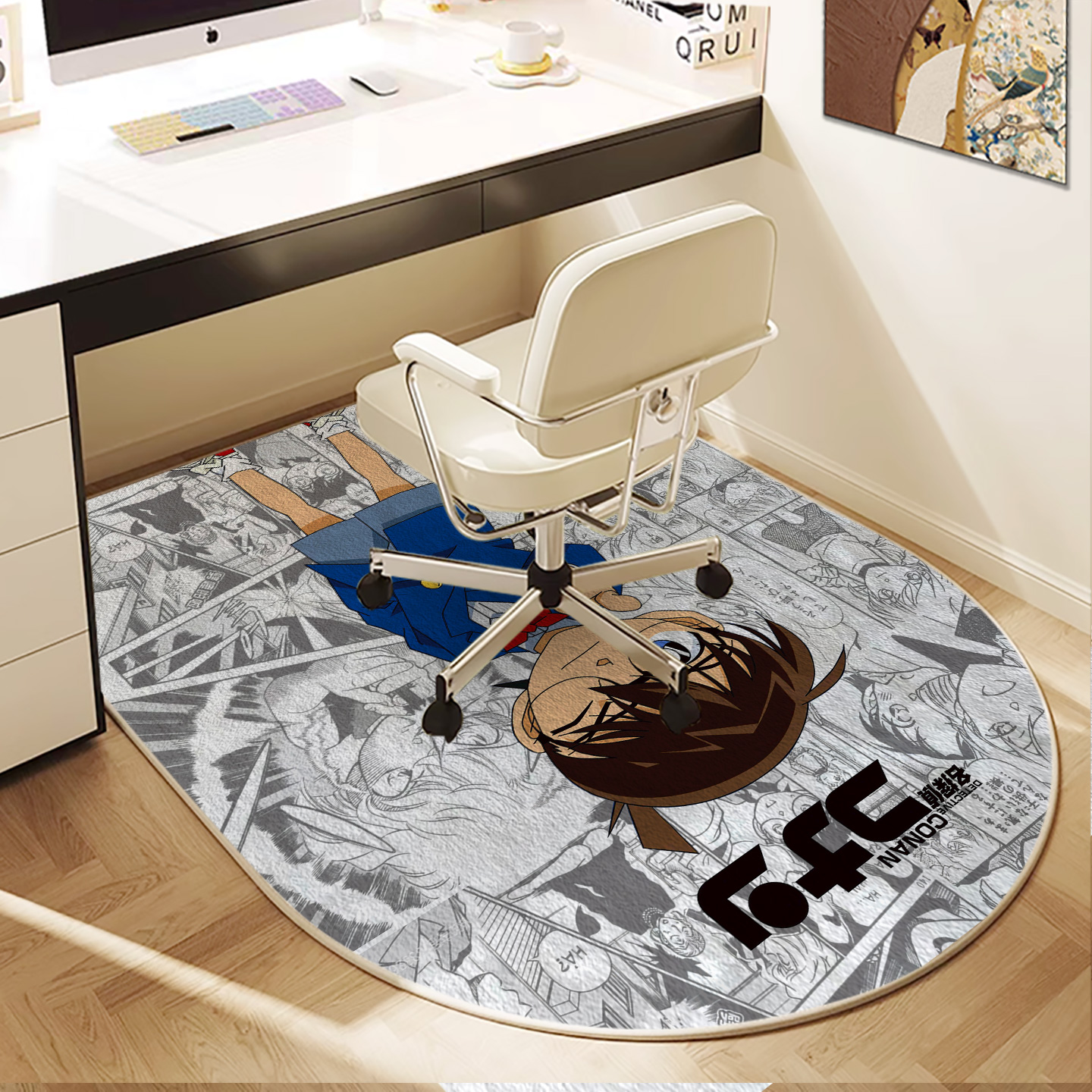 柯南电脑椅地垫卧室书房书桌学习地毯进门垫电脑转椅防滑垫可定制