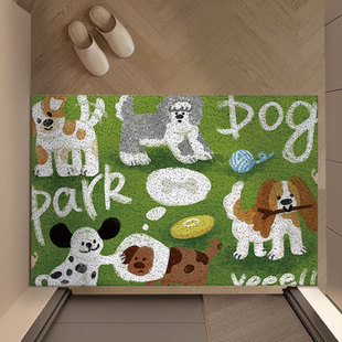 踏青小狗地垫家用入户门垫丝圈地垫可裁剪防滑耐磨门口防滑地垫