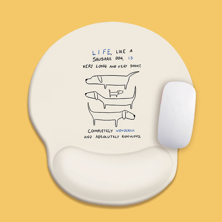 腊肠犬鼠标垫护腕手腕软硅胶游戏软垫子办公笔记本立体小号键盘托