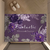 紫色花地垫家用入户门垫丝圈地垫可裁剪防滑耐磨门口垫子防滑地垫