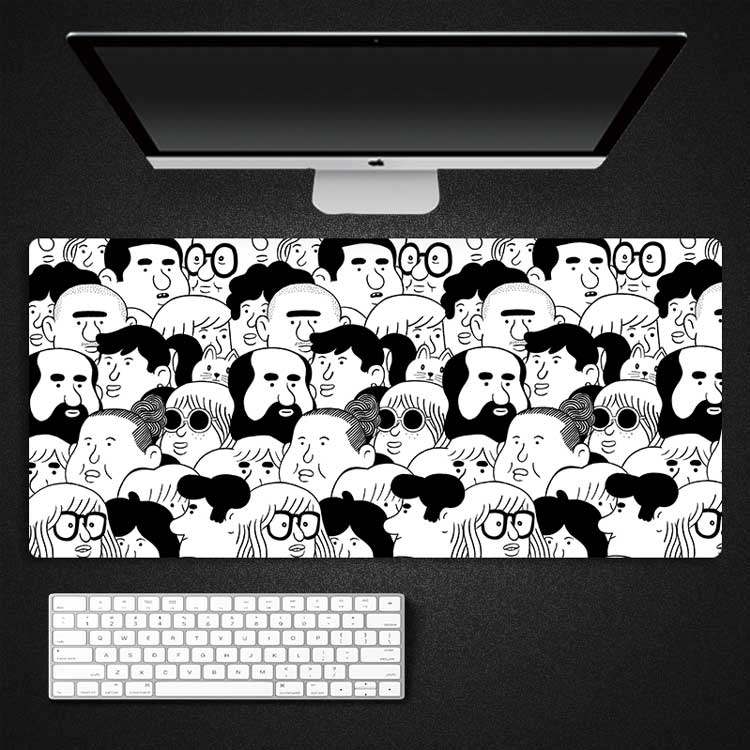 奇怪的人卡通黑白可爱恶搞ins电竞护腕超大游戏鼠标垫键盘防滑垫