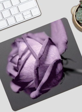 紫色玫瑰简约个性小号鼠标垫笔记本电脑便携防滑办公桌垫鼠标垫