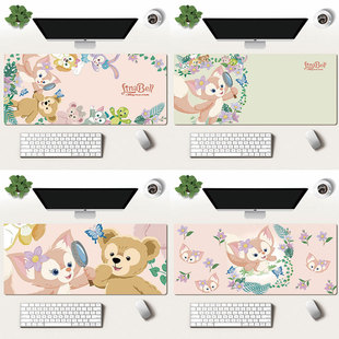 玲娜贝尔卡通可爱女鼠标垫超大锁边电脑键盘书桌垫学生游戏防滑垫