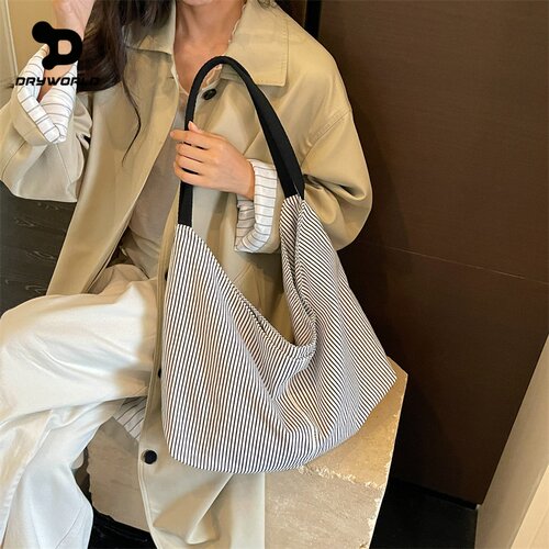DRYWORLD细条纹大容量托特包