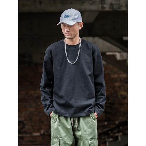 三本针320克重磅长袖T恤男打底衫