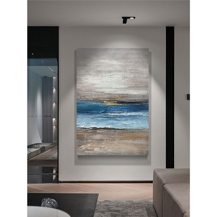 YE纯手绘油画客厅抽象立体装饰画玄关简约高级感海景肌理艺术挂画