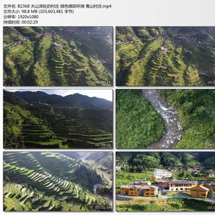 大山深处的村庄 绿色梯田环绕 青山村庄 高清实拍视频素材