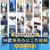 竖屏商务办公职场工作上班会议室开会西装 金融合作握手短视频素材