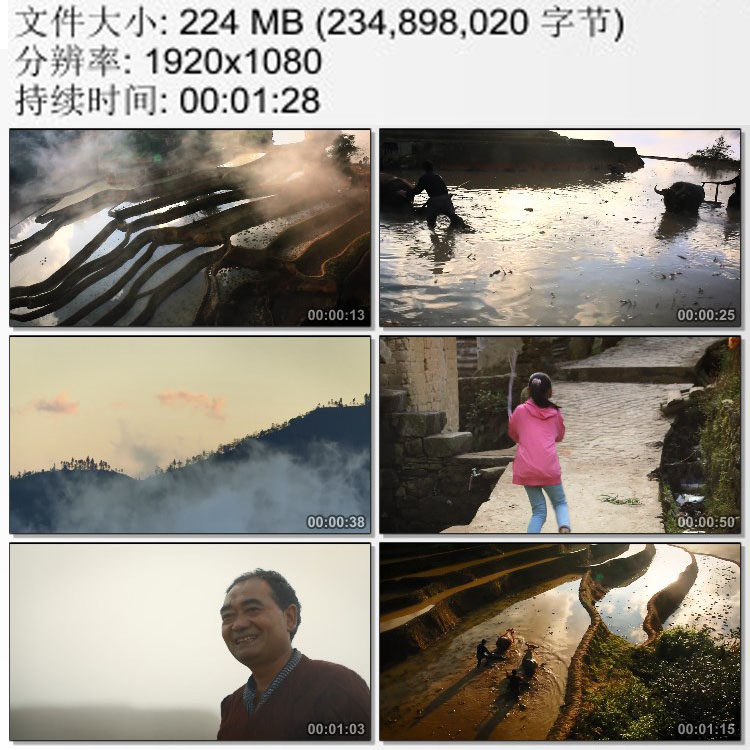 航拍鸟瞰云南哈尼梯田 哈尼族村寨 村口玩耍的儿童 实拍视频素材