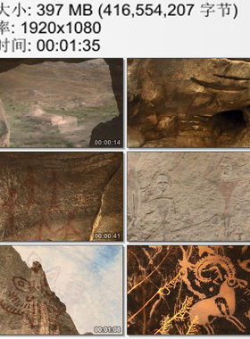 新疆古岩画古人生殖崇拜 性崇拜 生命图腾 高清实拍视频素材