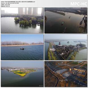 航拍安徽阜阳颍上县九合塔 八里河大桥 标志建筑景观高清视频素材