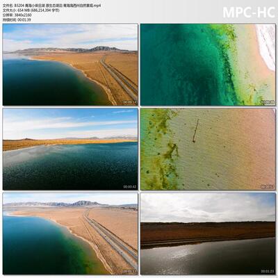 青海小柴旦湖原生态湖泊 青海海西州自然景观 4K短视频背景素材