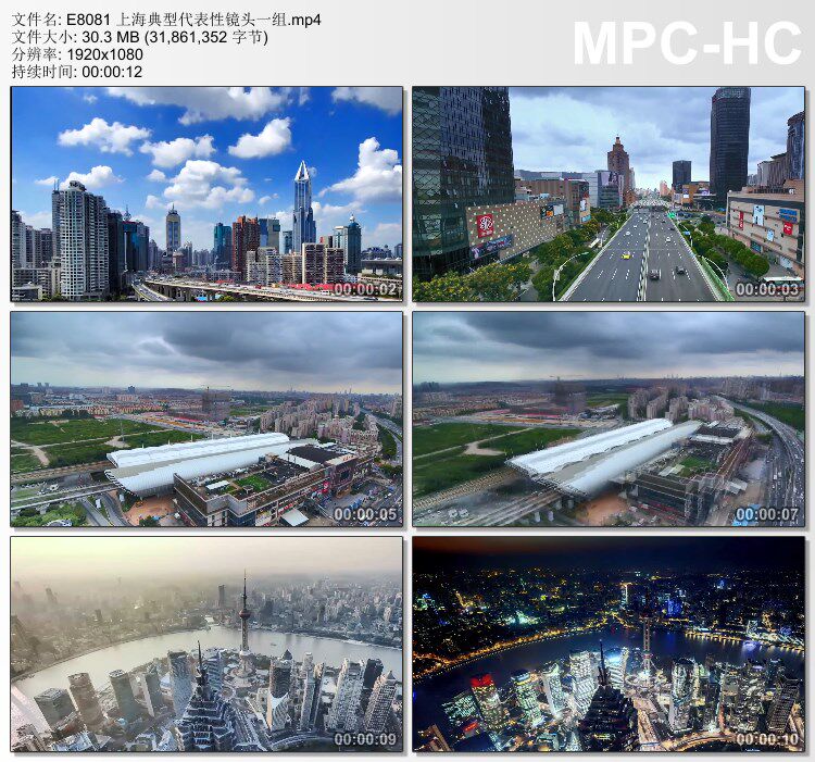 上海典型代表性镜头城市 城市建筑 高清实拍视频素材