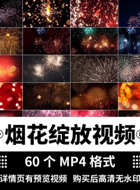 绚烂烟花绽放五彩礼花红色烟火唯美浪漫实拍节日庆典高清视频素材