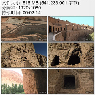 新疆吐鲁番 柏孜克里克千佛洞 石窟庙宇 僧侣洞窟 高清视频素材