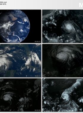 俯瞰地球气象变化卫星云图台风海啸飓风寒流暴雨天气预报视频素材