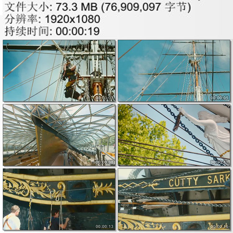 英国高速帆船飞剪船 高清实拍视频素材