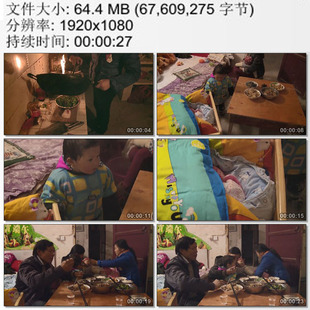 农村农妇做饭 照顾小宝宝一家人围坐在一起吃饭 高清实拍视频素材