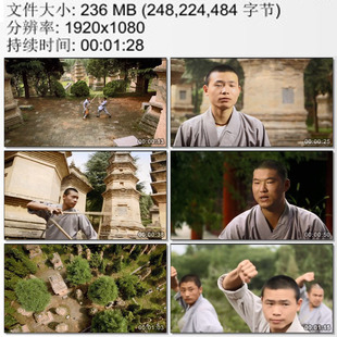 航拍少林寺塔林 比试武功 山林习武人 中国功夫 高清视频素材