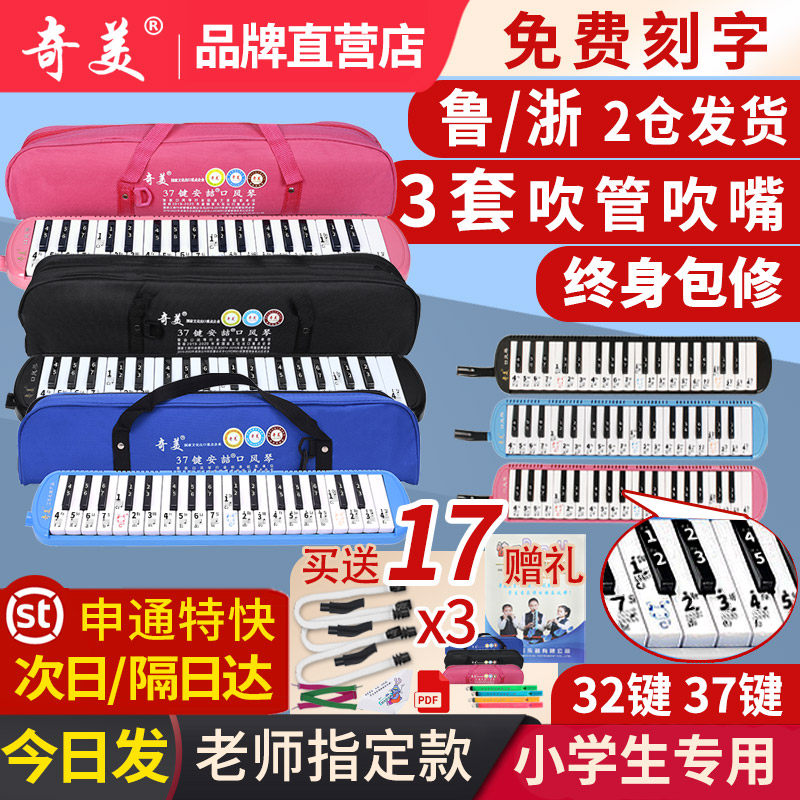 奇美安喆黑蓝粉口风琴37键32键小学生专用课堂乐器儿童初学者演奏