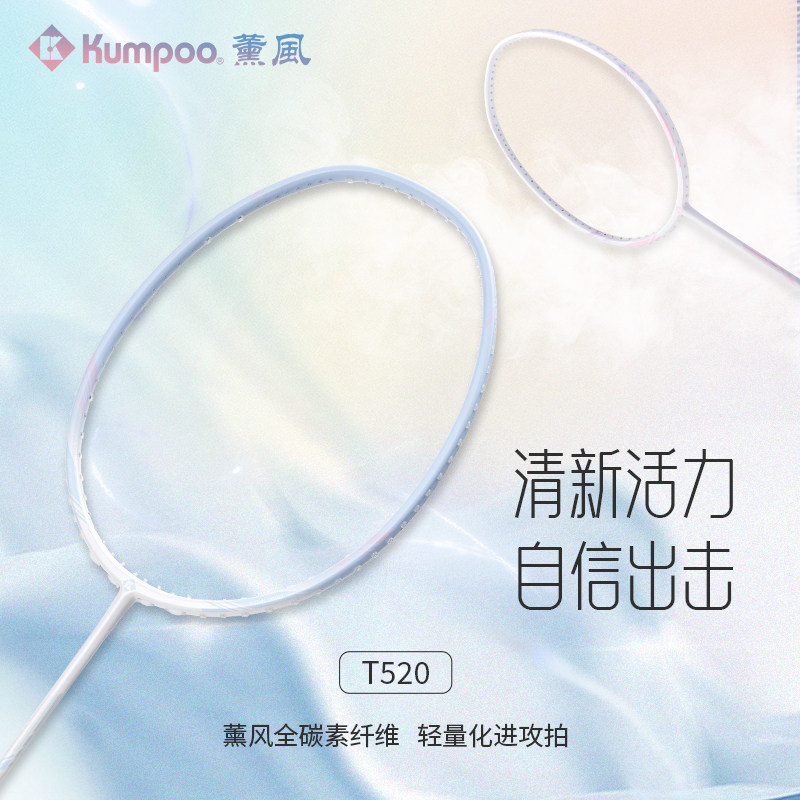 薰风旗舰店新款羽毛球拍女碳素纤维球拍4U超轻耐打单双拍熏风T520