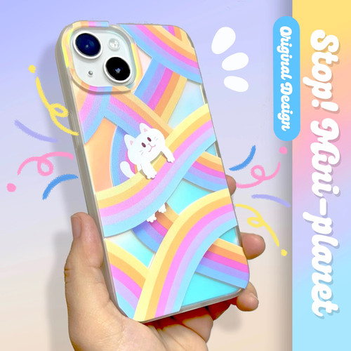 别动小行星｜彩虹条猫金光炫彩原创适用iPhone16promax手机壳苹果13/15/14新款个性小众设计高级潮可爱保护套