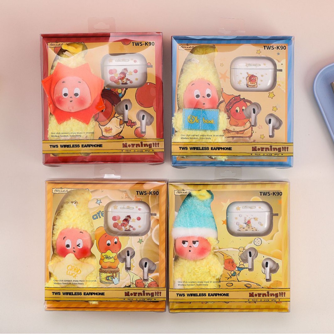 跨境外贸半入耳式无线蓝牙5.4耳机潮玩星星人毛绒挂件保护壳K90