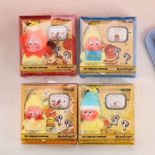 跨境外贸半入耳式 无线蓝牙5.4耳机潮玩星星人毛绒挂件保护壳K90